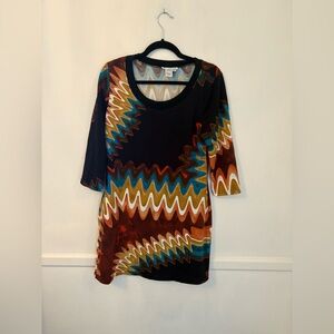 Papillion Women’s Knit Dress Retro Pattern&Colors-Sz L